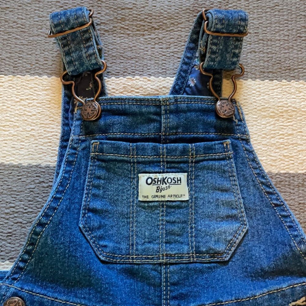 Osh Kosh denim overall w floral liner detail 18m - Picture 2 of 5